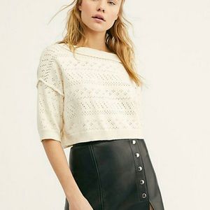 NWT Free People Castle Crop Sweater White Sands